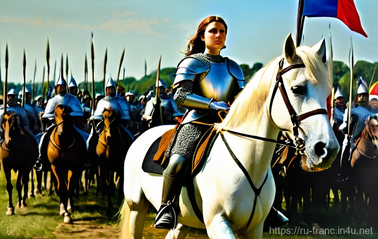 프랑스와 영국의 백년전쟁 개요 - **Prompt: Joan of Arc leading French forces at Orléans**
A powerful and inspiring image of Joan ...