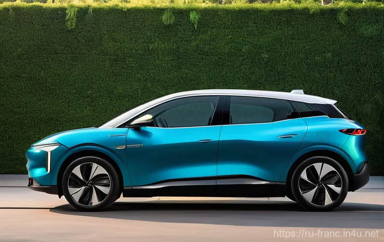 프랑스의 자동차 브랜드 및 특징 - **Prompt 2: Distinctive Exterior Design**
    "A sleek and dynamic French coupe-SUV (crossover) park...